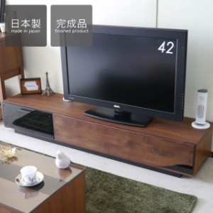 【送料無料】テレビ台 完成品 テレビボード 幅180cm TV台 黒ガラス ガラス扉 モダンテイスト 国産 QT180ローボード（ブラウン）