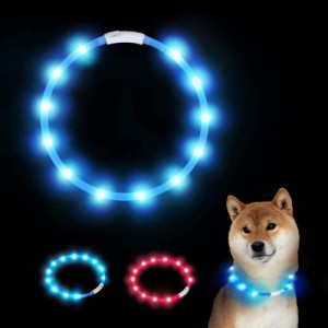 犬 猫 ペット用首輪 小型犬〜中型犬〜超大型犬に対応 自由に調節できる 光る LED