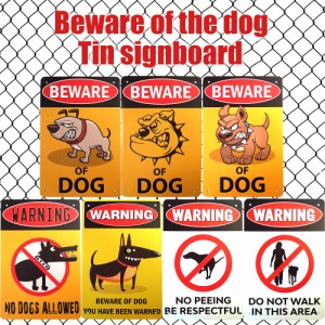 犬に注意 ブリキ看板  20cm×30cm アメリカ USA 番犬注意 猛犬注意 ペット持ち込み禁止 警告 サインボード