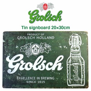 グロールシュ ビール ブリキ看板  20cm×30cm Grolsch beer アメリカン雑貨 サインボード サインプレート バー レストラン