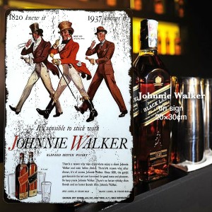 ジョニーウォーカー Johnnie Walker ブリキ看板 20cm×30cm お酒 スコッチ ウィスキー ウイスキー アメリカン雑貨 サインボード サインプ