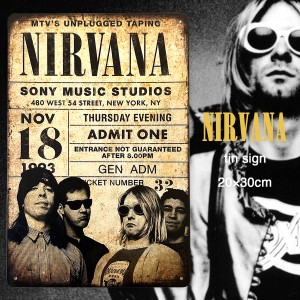 ニルヴァーナ Nirvana ブリキ看板 20cm×30cm アメリカン雑貨 カートコバーン Rock ロック バンド ミュージシャン 音楽 アーティスト グ