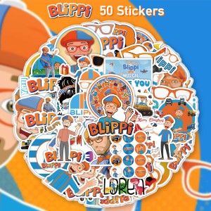 Blippi ステッカー 50枚セット PVC 防水 シール 大量 ブリッピー YouTuber ユーチューバー キッズ 幼児 英語 教育 キャラクター