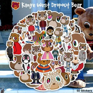 Kanye West Dropout Bear ステッカー 60枚セット PVC 防水 シール カニエ ウェスト ドロップアウトベア ラッパー ラップ HIP HOP ヒップ