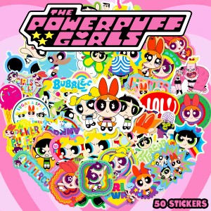 パワーパフ ガールズ ステッカー 50枚セット PVC 防水 シール The Powerpuff Girls アニメ キャラクター マンガ 子供 幼児