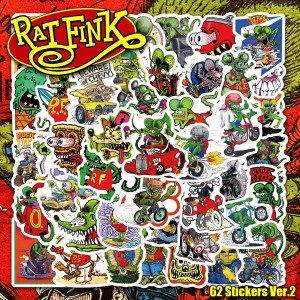 ラットフィンク ステッカー Ver.2 62枚セット PVC 防水 シール Rat Fink ネズミ ヴィンテージ クラッシュカーレース バイク スーツケース