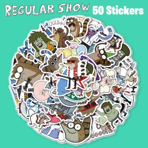 レギュラーSHOW コリない2人 ステッカー 50枚セット PVC 防水 シール Regular Show アニメ ファンタジー ギャグ キャラクター スーツケー