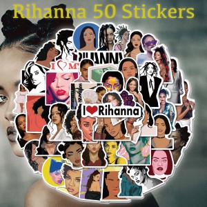 Rihanna リアーナ ステッカー 50枚セット PVC 防水 シール シンガーソングライター 歌手 モデル ポップ R&B ダンスホール レゲエ ヒップ