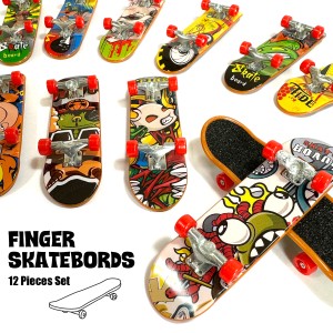 フィンガー スケートボード 12個セット 指スケ スケボー sk8 テックデッキ 9.5×2.5cm フィンガーボード トイ おもちゃ finger skatebord