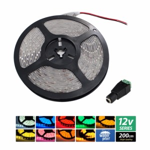 ハイクオリティ LEDテープライト 防水 12V 2m 1チップ 白ベース 高品質 間接照明 インテリアテープライト