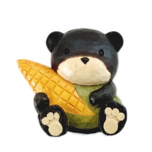 木製　マグネット　トウモロコシ抱きクマ　木彫り　熊　くま　ウッドカービング　きぼり　動物　アニマル　どうぶつ　ベアー　とうもろこ