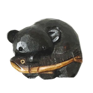 木製　マグネット　鮭食い熊　クマ　木彫り　熊　くま　ウッドカービング　きぼり　動物　アニマル　どうぶつ　ベアー