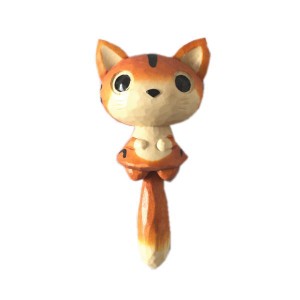 木製　マグネット　猫ひょん　トラ　木彫り　ねこ　ネコ　ウッドカービング　きぼり　動物　アニマル　どうぶつ