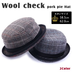 ポークパイハット チェック Pork Pie HAT ハット 帽子 男女兼用 メンズ レディース CAP 大きいサイズ