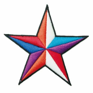 ワッペン アイロン カラフル STAR スター 星 デザイン アップリケ わっぺん アイロンで簡単貼り付け 