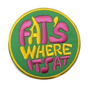 ワッペン アイロン FAT`S WHERE IT`S AT メッセージ ポップデザイン アップリケ わっぺん アイロンで簡単貼り付け