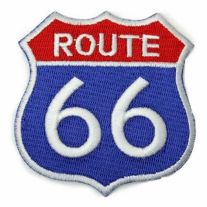 ワッペン アイロン ROUTE66 標識 USA ハイウェイ アメリカ アップリケ わっぺん アイロンで簡単貼り付け