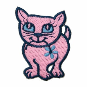 ワッペン アイロン CAT キャット 猫 ネコ 動物 ピンク アップリケアップリケ わっぺん アイロンで簡単貼り付け