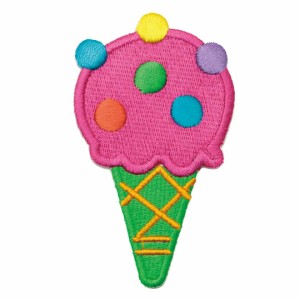 ワッペン アイロン ICE CREAM アイスクリーム お菓子 カラフル ピンク アップリケ わっぺん アイロンで簡単貼り付け