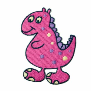 ワッペン アイロン 恐竜 ピンク 動物 Dinosaurs キャラクター かわいい デザイン アップリケ わっぺん wappen アイロンで簡単貼り付け