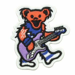 ワッペン アイロン DEAD BEAR デザイン オレンジ キャラクター ミュージック アップリケ わっぺん アイロンで簡単貼り付け