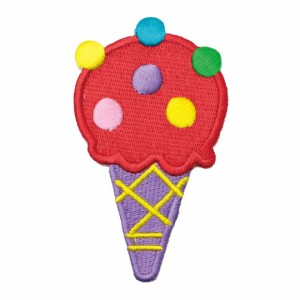 ワッペン ICE CREAM アイスクリーム かわいい お菓子 おやつ レッド アップリケ わっぺん アイロンで簡単貼り付け