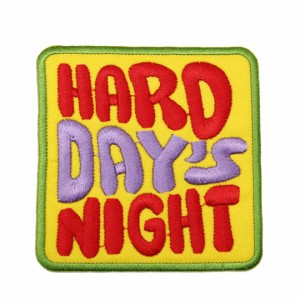 ワッペン アイロン HARD DAY‘S NIGHT メッセージ アップリケ わっぺん アイロンで簡単貼り付け