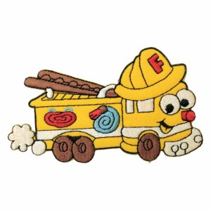 ワッペン アイロン 消防車 イエロー キャラクター 乗り物 アップリケ わっぺん アイロンで簡単貼り付け