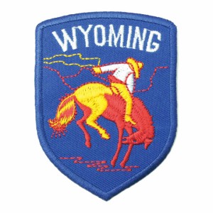 ワッペン アイロン ロデオ エンブレム WYOMING 州 USA 紋章 マーク デザイン デザイン アップリケ わっぺん wappen アイロンで簡単貼り付