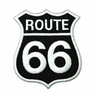 ワッペン ROUTE66（ブラック） アメリカ 車 標識 アップリケ わっぺん アイロンで簡単貼り付け