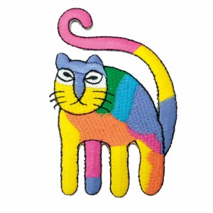 ワッペン アイロン ネコ 猫 CAT 動物 カラフル アート キャラクター アップリケ わっぺん wappen アイロンで簡単貼り付け