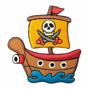 ワッペン アイロン Pirate 海賊船 船 海 船舶 航海 アップリケ わっぺん wappen アイロンで簡単貼り付け