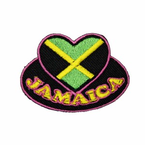 ワッペン アイロン アップリケ JAMAICA ジャマイカ ハート レゲエ 音楽 デザイン wappen アイロンで簡単貼り付け