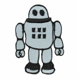 ワッペン アイロン ロボット robot キャラクター グレー デザイン アップリケ わっぺん wappen アイロンで簡単貼り付け 