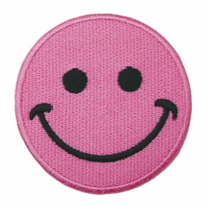 ワッペン アイロン にこちゃん スマイル キャラクター ピンク かわいいわっぺん wappen アイロンで簡単貼り付け