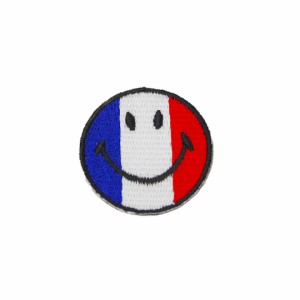 ワッペン アイロン ミニサイズ にこちゃん スマイル フランス 国旗 アップリケ わっぺん 小さい アイロンで簡単貼り付け 1500円以上お買