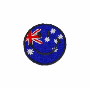 ワッペン アイロン ミニサイズ にこちゃん スマイル オーストラリア 国旗 アップリケ わっぺん 小さい アイロンで簡単貼り付け 1500円以