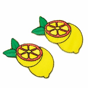 ワッペン アイロン ミニサイズ 2枚セット レモン 果物 イエロー lemon 果実 2P アップリケ わっぺん 小さい アイロンで簡単貼り付け