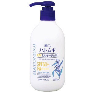 送料無料  熊野油脂 麗白 ハトムギ UVミルキージェル SPF50+ PA++++ ポンプタイプ 250ml 36本セット 【ケース販売】