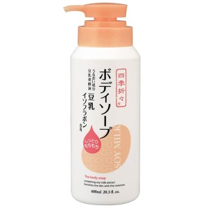 送料無料  熊野油脂 四季折々 豆乳イソフラボン ボディソープ 600ml 16本セット 【ケース販売】