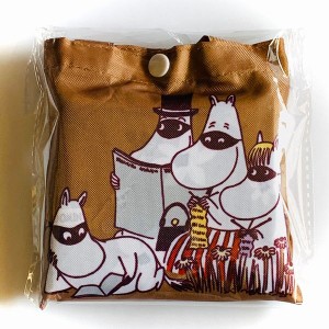 MOOMIN ムーミン エコバック　[ムーミン一家とスノークのおじょうさん (茶色)]　単品　moomin　ショッピング　バッグ　携帯　ムーミン谷