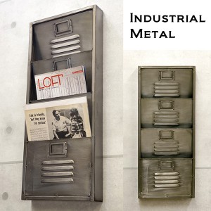 【Industrial Metal】 男前インテリア インダストリアル ウォール レターラック4　マガジンラック 壁掛け レター アメリカン マガジン レ