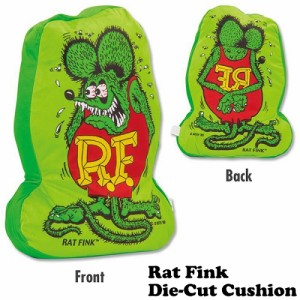 ラットフィンク ダイカット クッション 両面デザイン アメリカン 雑貨 RAT FINK アメキャラ インテリア グッズ 枕 車 送料無料