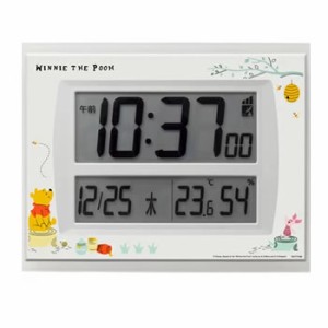 リズム時計【ディズニー】掛置兼用デジタル電波時計 くまのプーさん 8RZ206MC03★【温度湿度表示】