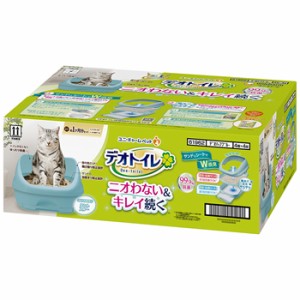 ユニ・チャーム【ペット用品】デオトイレ ハーフカバー本体セット ミントブルー P-4520699619629★【猫用システムトイレ】【ユニチャーム