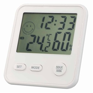 エンペックス気象計【EMPEX】デジタルMini温度・湿度計 時計 ホワイト TD-8321【温湿度計 時刻表示機能付き】