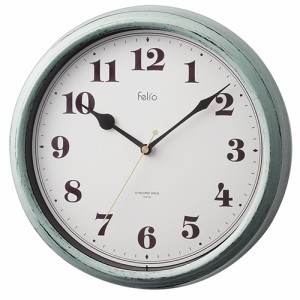 ノア精密【Felio】電波時計 パンナ グリーン レトロデザイン掛時計 FEW183GR【FEW183 GR】