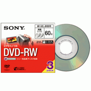 ソニー【約60分（両面）】ビデオカメラ用DVD-RW（8cm） 3DMW60A★3枚パック！【DMW60A】