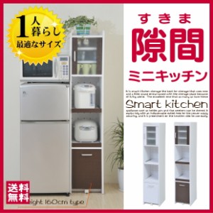 キッチン隙間収納 すきま シンプル 食器棚 スリム キッチン 扉タイプ 幅30 高さ160 コンセント キャスター付き
