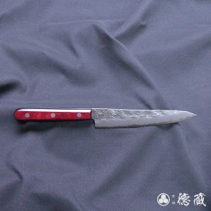 ステンレス ペティナイフ　135mm/両刃/銀紙3号/積層材(赤)/日本製/徳蔵刃物・TOKUZO KNIVES・JAPAN・Kitchen Knives・包丁